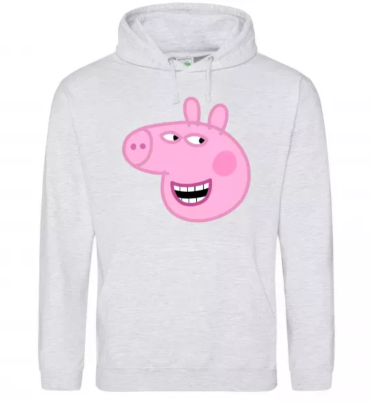 Женская толстовка (худи) Peppa face Серый меланж фото