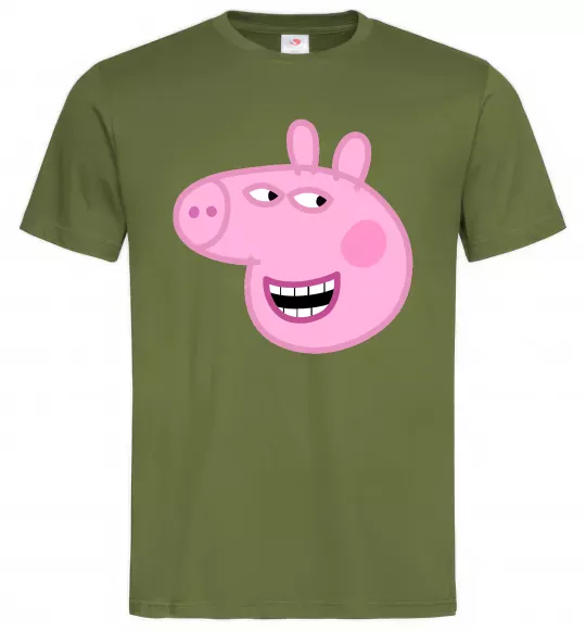 Мужская футболка Peppa face Оливковый фото
