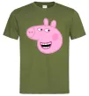Мужская футболка Peppa face Оливковый фото