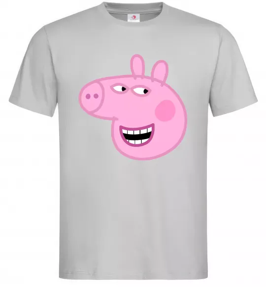 Мужская футболка Peppa face Серый фото