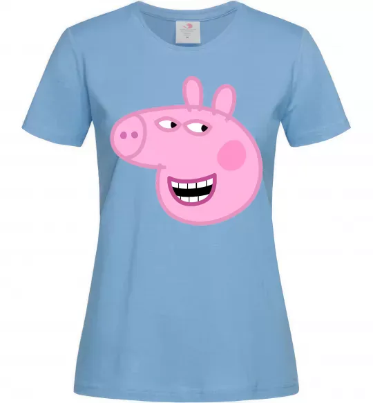 Жіноча футболка Peppa face Блакитний фото