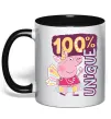 Чашка з кольоровою ручкою Peppa 100% unique Чорний фото