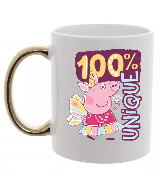 Чашка з кольоровою ручкою Peppa 100% unique Золото фото