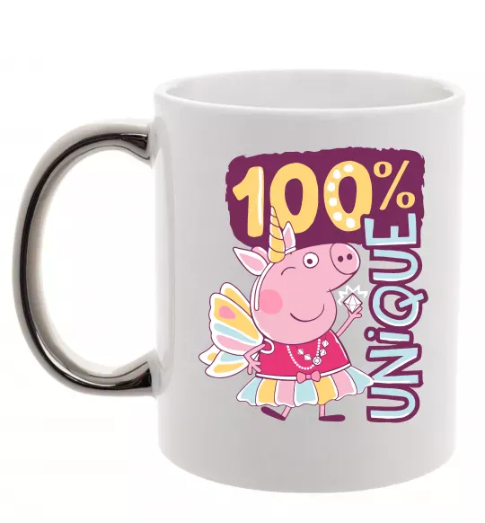 Чашка з кольоровою ручкою Peppa 100% unique Срібло фото