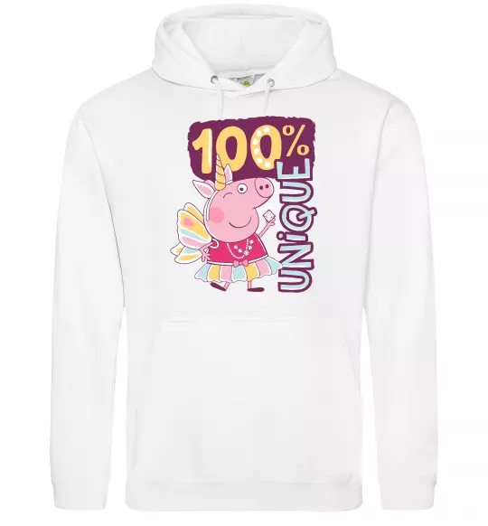 Мужская толстовка (худи) Peppa 100% unique Белый фото