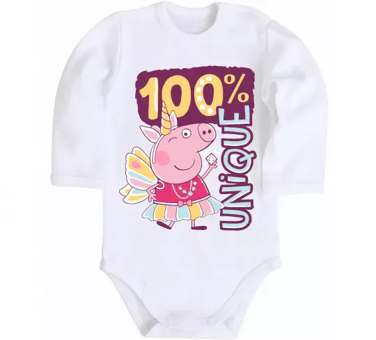Детский боди Peppa 100% unique Белый фото