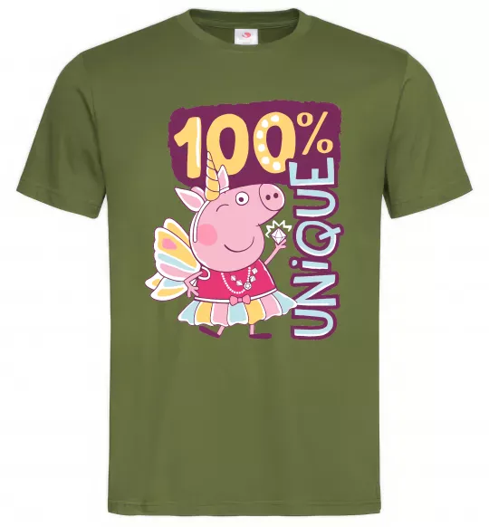 Мужская футболка Peppa 100% unique Оливковый фото