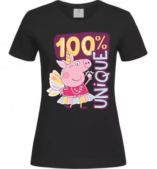 Женская футболка Peppa 100% unique Черный фото