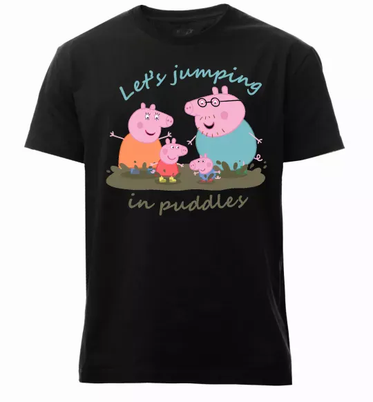 Мужская премиум футболка Let`s jumping in puddles Черный фото