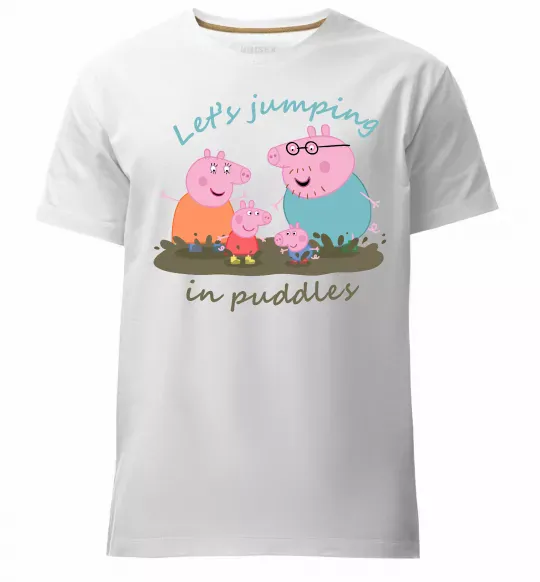 Мужская премиум футболка Let`s jumping in puddles Белый фото