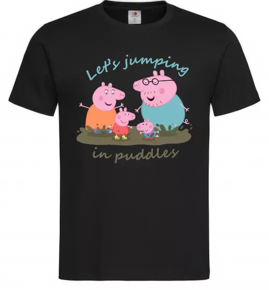 Мужская футболка Let`s jumping in puddles Черный фото