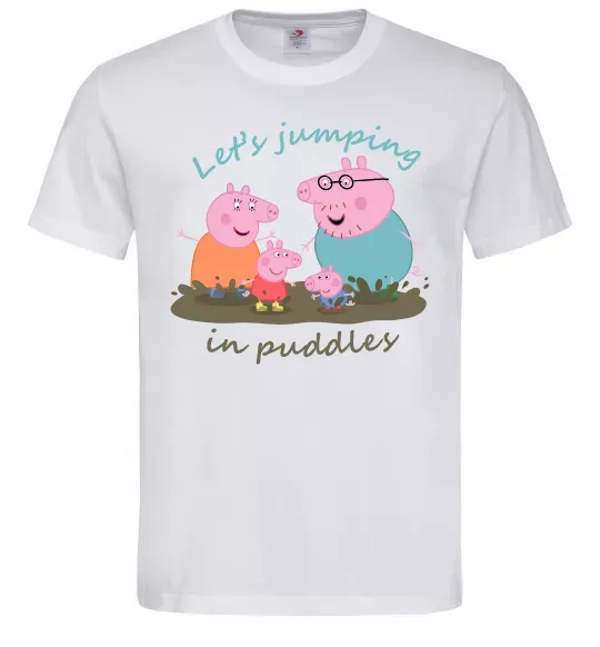 Мужская футболка Let`s jumping in puddles Белый фото