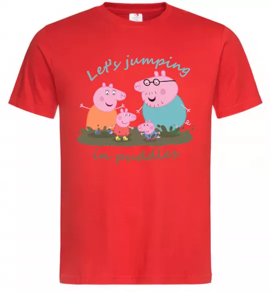 Мужская футболка Let`s jumping in puddles Красный фото