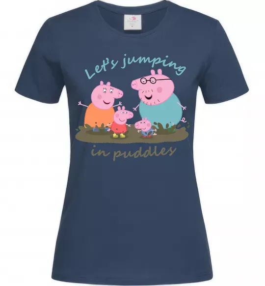 Жіноча футболка Let`s jumping in puddles Темно-синій фото