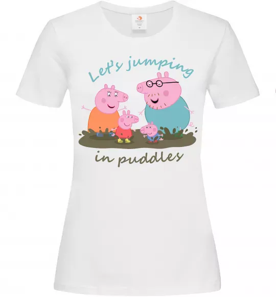 Жіноча футболка Let`s jumping in puddles Білий фото