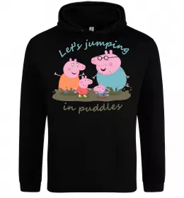 Мужская толстовка (худи) Let`s jumping in puddles Черный фото