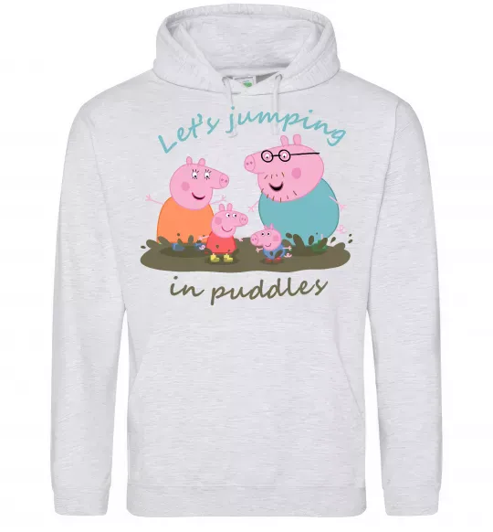 Мужская толстовка (худи) Let`s jumping in puddles Серый меланж фото