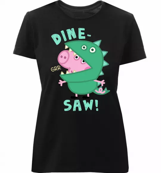 Женская премиум футболка Dine-saw Peppa Черный фото