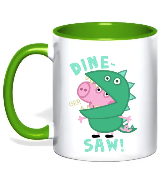 Чашка з кольоровою ручкою Dine-saw Peppa Лаймовий фото