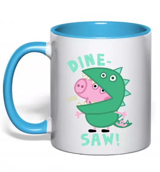 Чашка с цветной ручкой Dine-saw Peppa Голубой фото
