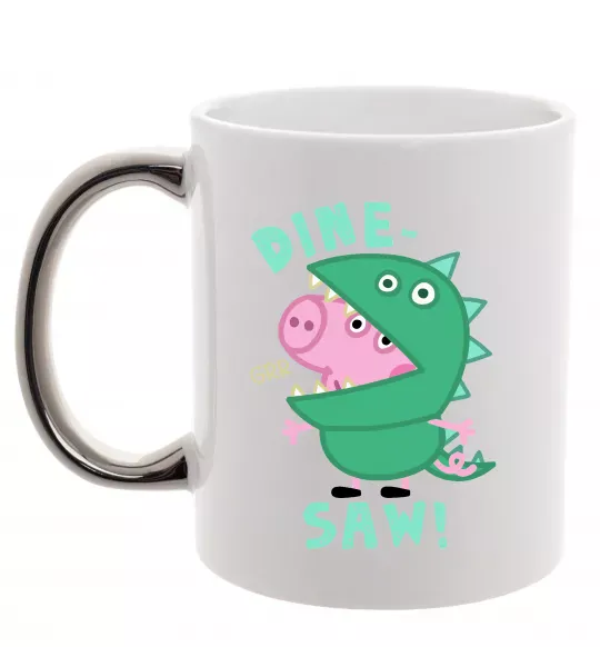 Чашка с цветной ручкой Dine-saw Peppa Серебро фото