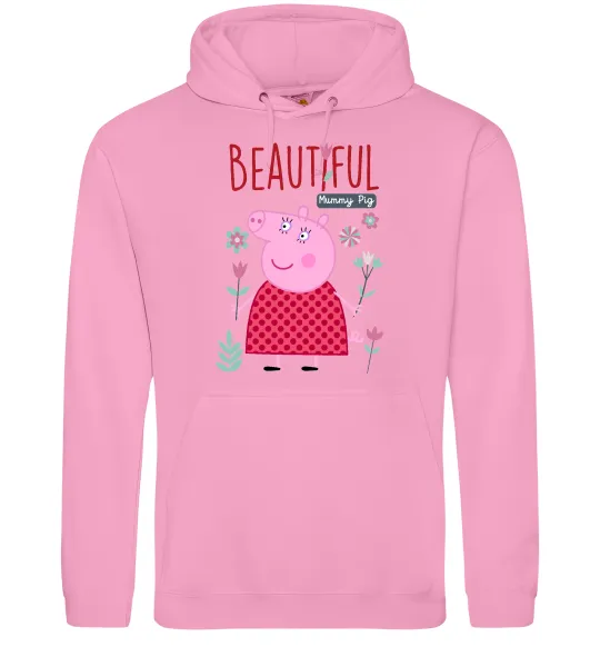 Мужская толстовка (худи) Beatiful mummy pig Розовый фото