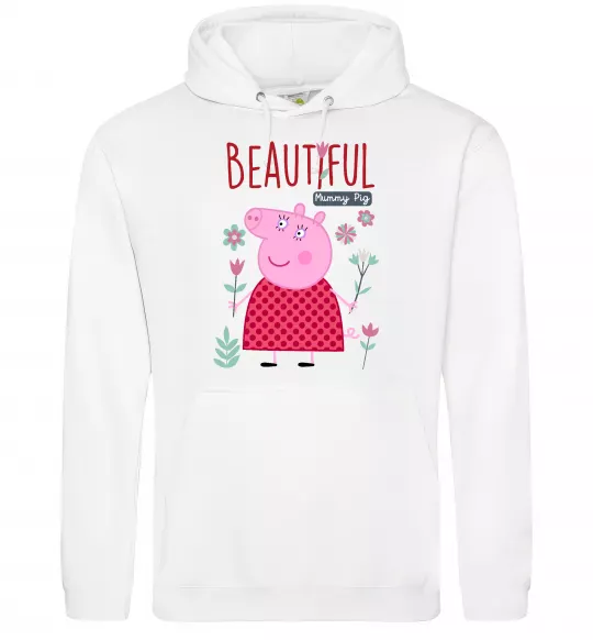Мужская толстовка (худи) Beatiful mummy pig Белый фото
