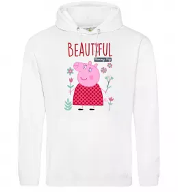 Мужская толстовка (худи) Beatiful mummy pig Белый фото