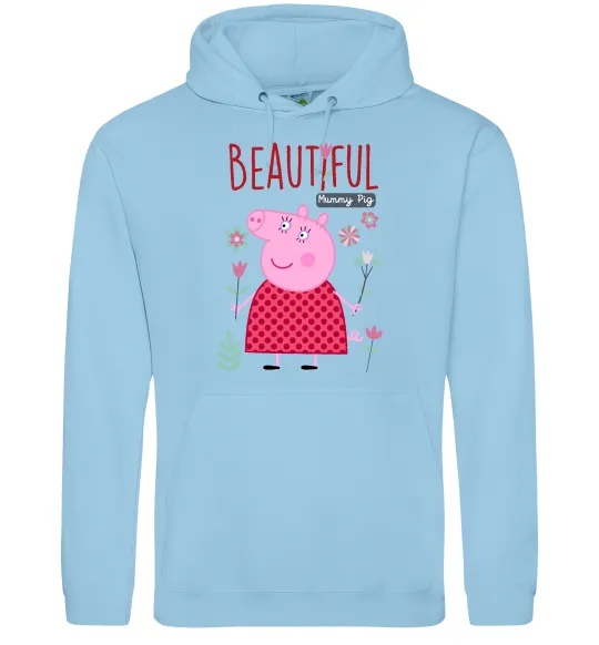 Мужская толстовка (худи) Beatiful mummy pig Голубой фото