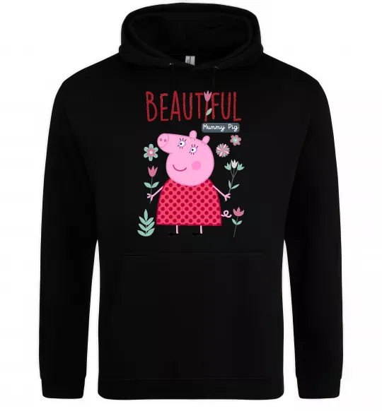 Женская толстовка (худи) Beatiful mummy pig Черный фото