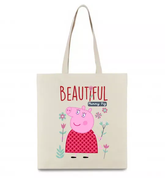 Эко-сумка Beatiful mummy pig Бежевый фото