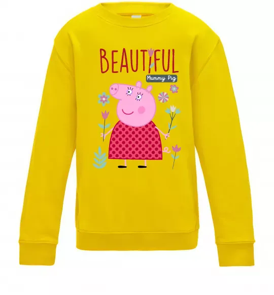 Детский Свитшот Beatiful mummy pig Солнечно желтый фото