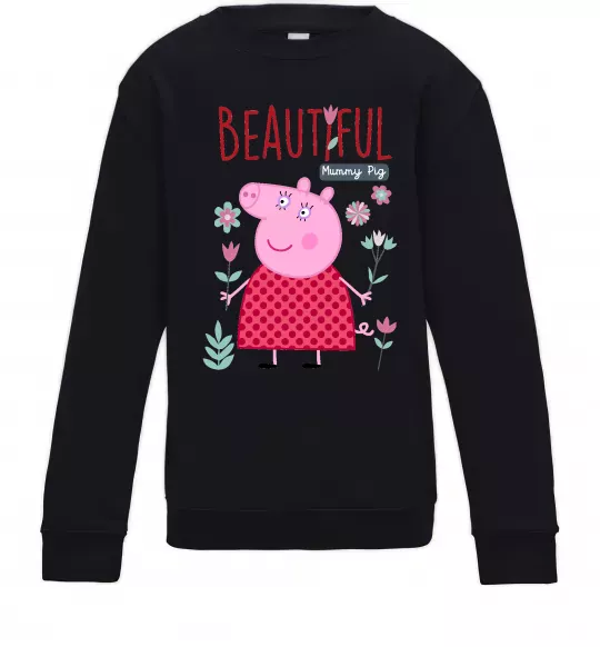 Детский Свитшот Beatiful mummy pig Черный фото