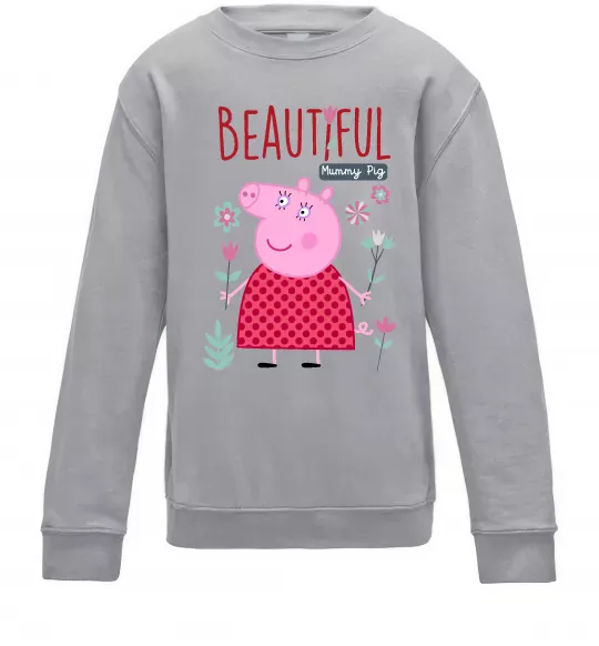 Детский Свитшот Beatiful mummy pig Серый меланж фото