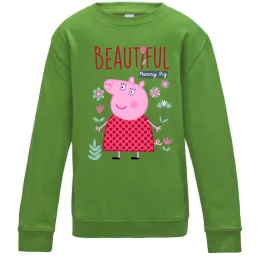 Детский Свитшот Beatiful mummy pig Лаймовый фото