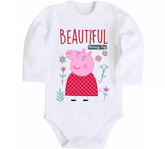 Дитячий бодік Beatiful mummy pig Білий фото