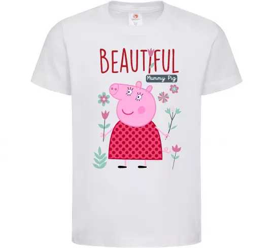 Дитяча футболка Beatiful mummy pig Білий фото