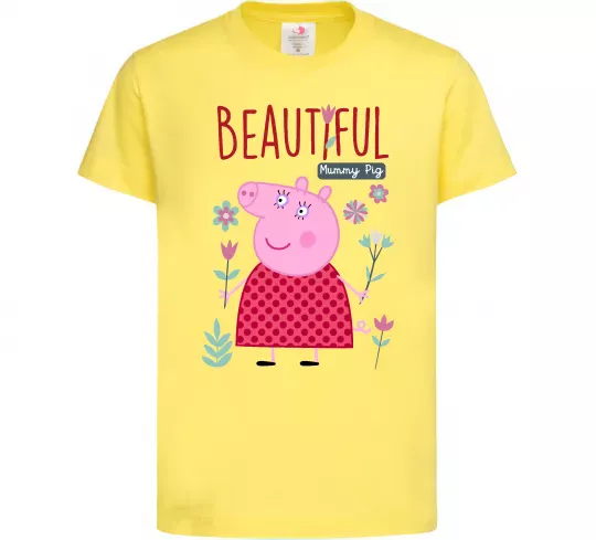 Дитяча футболка Beatiful mummy pig Лимонний фото