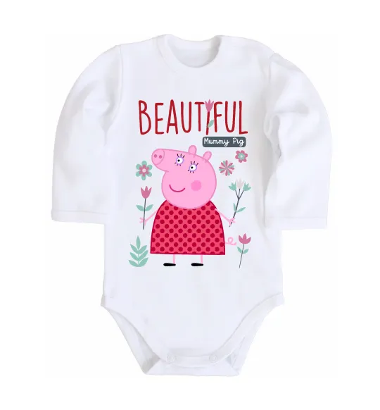 Детский боди Beatiful mummy pig Белый фото