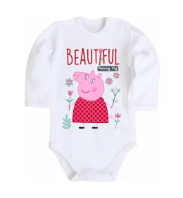 Детский боди Beatiful mummy pig Белый фото