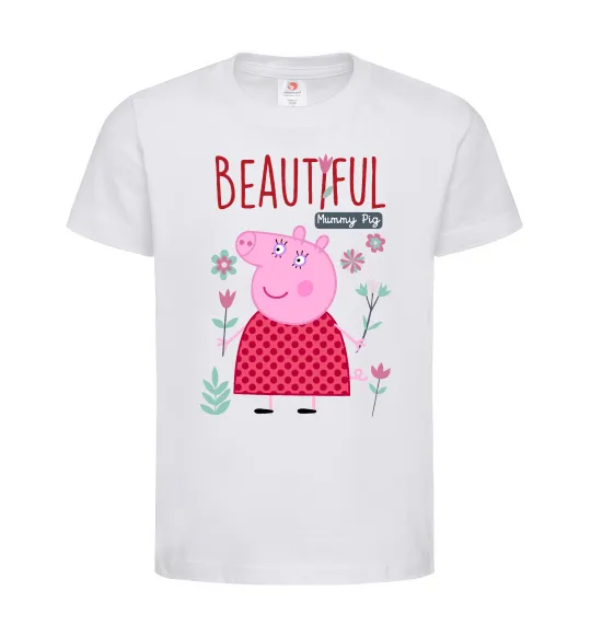 Детская футболка Beatiful mummy pig Белый фото