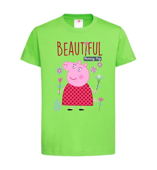 Детская футболка Beatiful mummy pig Лаймовый фото