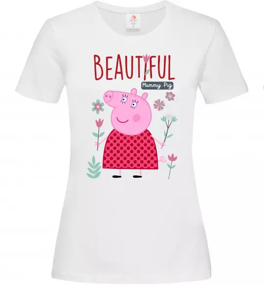Женская футболка Beatiful mummy pig Белый фото