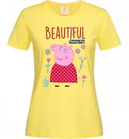 Женская футболка Beatiful mummy pig Лимонный фото