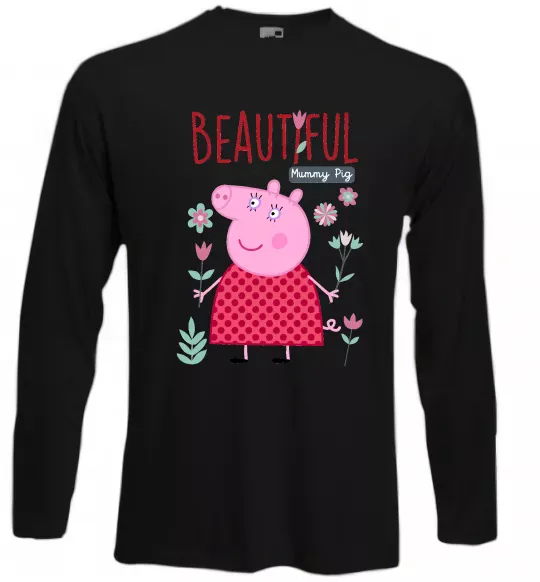 Лонгслив Beatiful mummy pig Черный фото