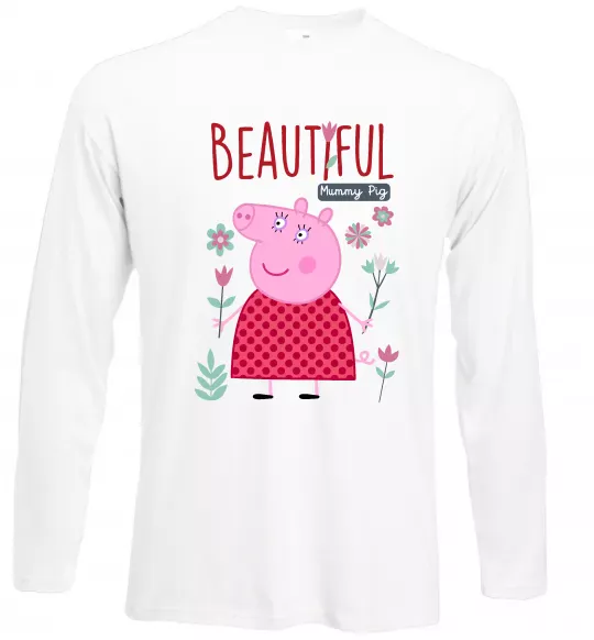 Лонгслив Beatiful mummy pig Белый фото