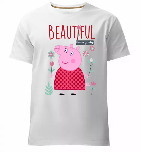 Мужская премиум футболка Beatiful mummy pig Белый фото