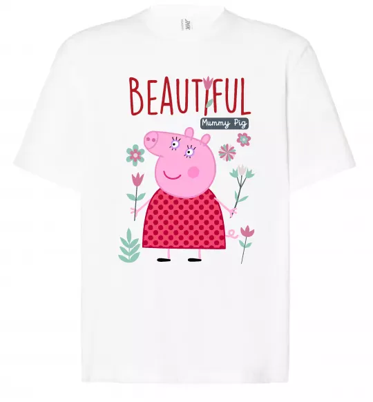 Футболка Оверсайз Beatiful mummy pig Белый фото