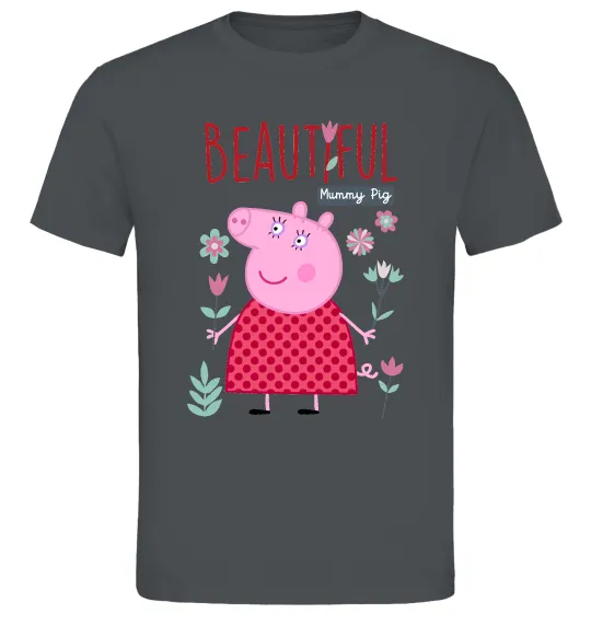 Мужская футболка Beatiful mummy pig Графит фото