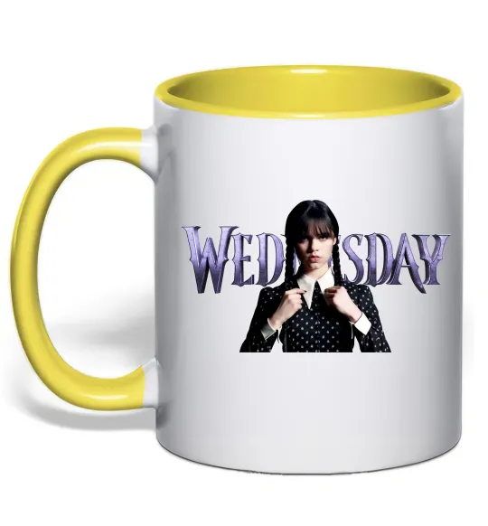 Чашка з кольоровою ручкою Wednesday Лимонний фото